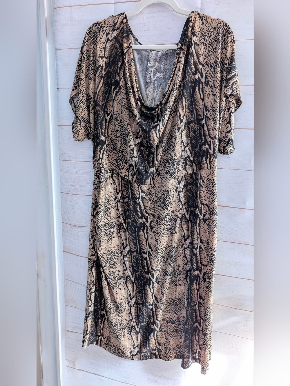 Sexy Snake 🐍 🐍 🐍 Print Cowl Neck Dress in Brown 🤎 and Black 🖤 Size 2X